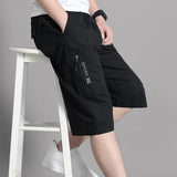 Noxwear - Mens Cargo Shorts Knee Pants Zipper Pocket Summer Cotton Shorts Climbing Jogger Elastic Waist Sports Wear