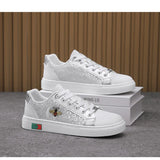 Noxwea - New Shoes for Men Leather Casual Shoes Trend Flat Skateboard Shoes Youth Street Cool Lace-up Sneaker