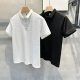 Noxwear - Summer New Men's Lop-up Hollow Short-sleeved Polo Tee Shirt Ice Silk Breathable Business Fashion T-Shirt Male Brand Clothes