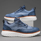 Noxwear - New Shoes for Men Leather Casual Shoes Fashion Breathable Brogues Sport Shoes Street Cool Chunky Sneakers