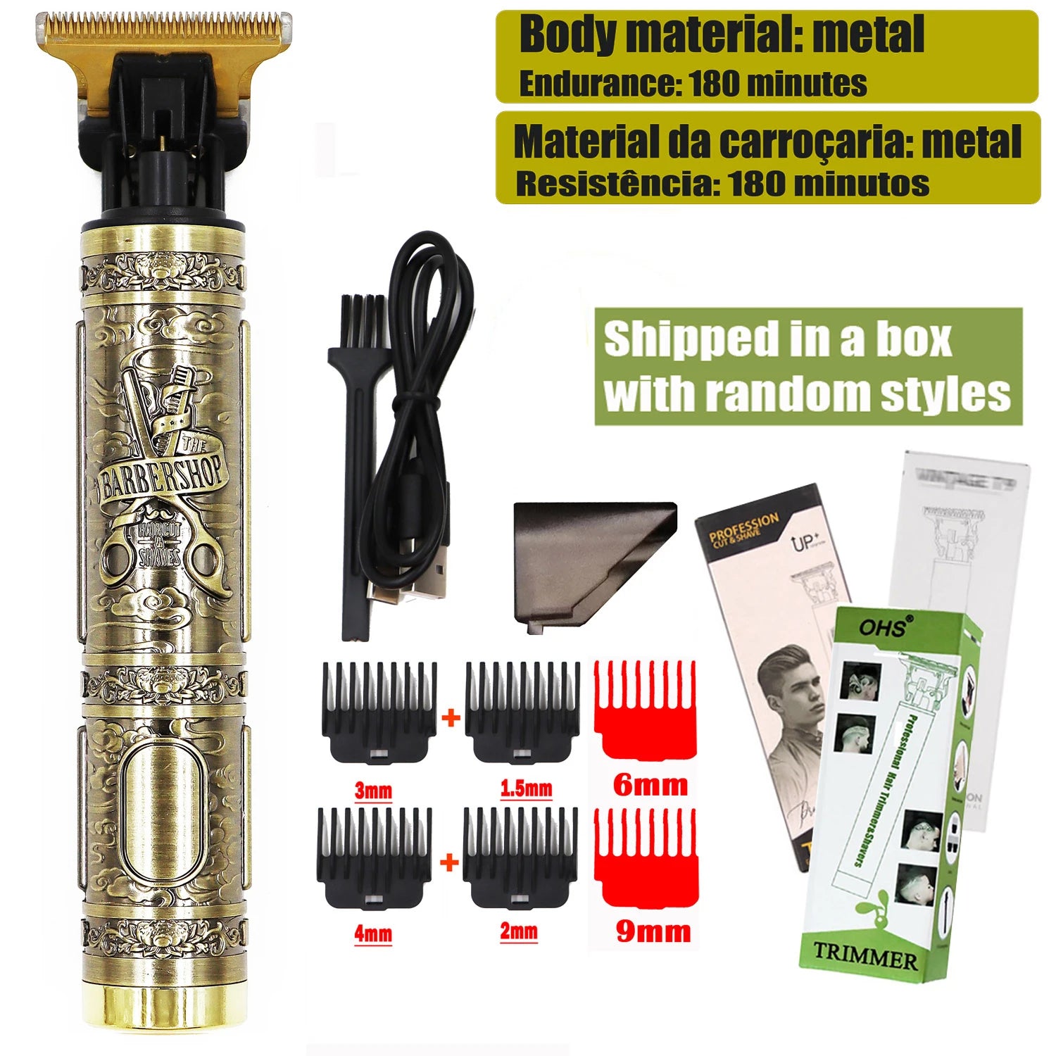 Noxwear - Vintage T9 Hair Clipper Beard Shaving Body Hair Trimmer Clippers Electric Men Haircut Machine 0mm Barber Shaver