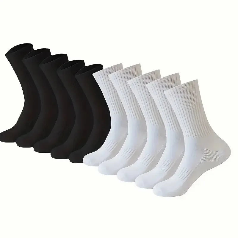 Noxwear - 5/10/20 Pairs Neutral Solid Color Round Neck Socks Spring Autumn Sweat Absorbing Breathable Comfortable All-season Sports Socks