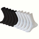 Noxwear - 5/10/20 Pairs Neutral Solid Color Round Neck Socks Spring Autumn Sweat Absorbing Breathable Comfortable All-season Sports Socks