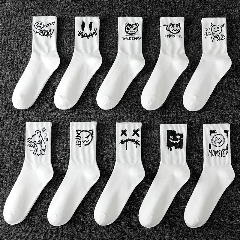 Noxwear - 10 pairs of men's sports socks, casual, breathable, and versatile. Ghost face graffiti personalized socks