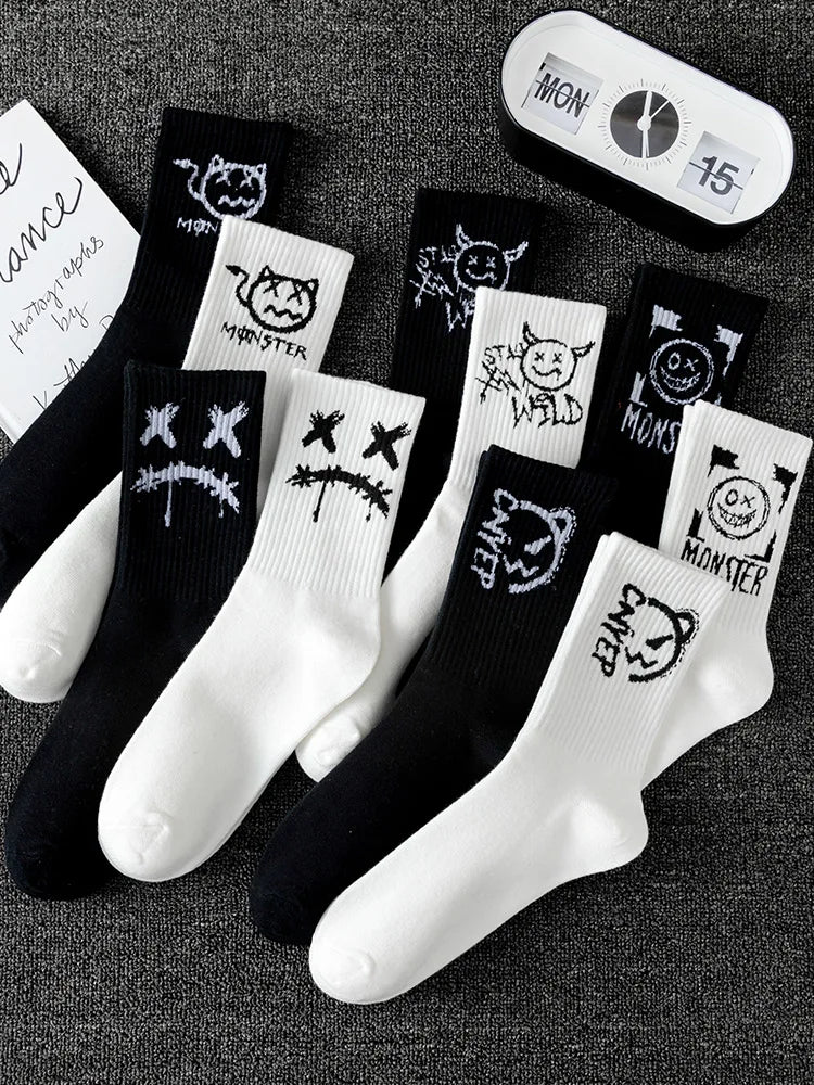 Noxwear - 10 pairs of men's sports socks, casual, breathable, and versatile. Ghost face graffiti personalized socks