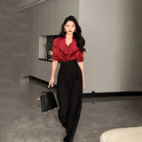 Noxwear 2024 Ultra High Waist Wide Leg Pants Straight Drooping Spring and Summer All-Match Trousers Thick Suit Pants Mop Pants