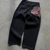 Noxwear - Y2K Baggy jeans Cherry Blossom Selvedge Embroidery Denim Pants men women denim fabric American Hiphop Streetwear Wide Leg Jeans