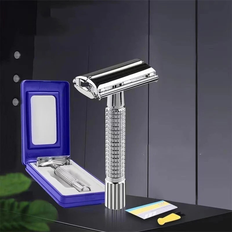 Noxwear - Men Shaving Razor with Blade Sliver Folding Shaving Knife Facial Hair Stainless Steel Straight Razor Barber Tools 10 Pcs Blades