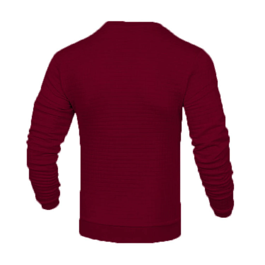 Noxwear - Men's coat fashion small check Waffle youth round neck jacquard check hoodie