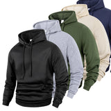 Noxwear - Men's Casual Thicken Hoodies Autumn Winter Long Sleeve Pullover Fashion Loose Solid Color Sweatshirt Spring Warm Outdoor Hoody