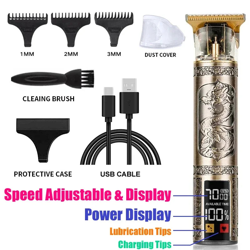Noxwear - Vintage Hair Clipper Cordless Trimmer portable USB Fast Charging Hair Cutting Machine Electric Shaver Barber Professional Barber