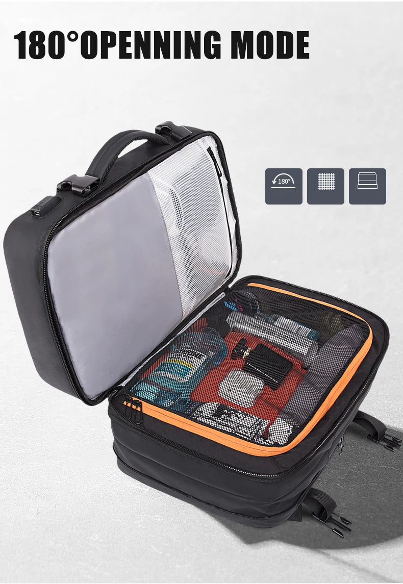 Noxwear - Bange Travel Backpack, Backpack School Expandable USB Bag Large Capacity 17.3 Laptop Waterproof