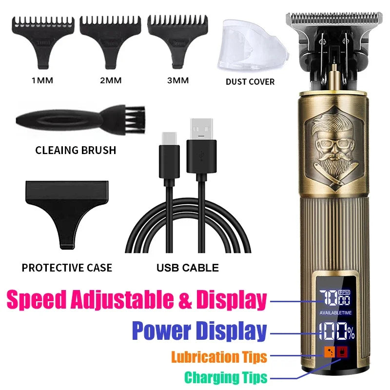 Noxwear - Vintage Hair Clipper Cordless Trimmer portable USB Fast Charging Hair Cutting Machine Electric Shaver Barber Professional Barber