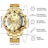 Noxwear - 2pcs/set Men Business Watches Fashion Arabic Dial Steel Band Male's Quartz Watch Set (Without Box）