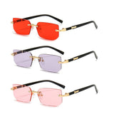 Noxwear - Rimless Sunglasses Rectangle Fashion Popular Women Men Shades Small Square Sun Glasses For Female Male Summer Traveling Oculos