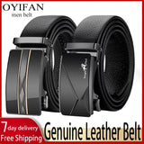 Noxwear - OYIFAN Men Belt Genuine Leather Belt for men Automatic belts Adjustable waistband Business belts 허리띠