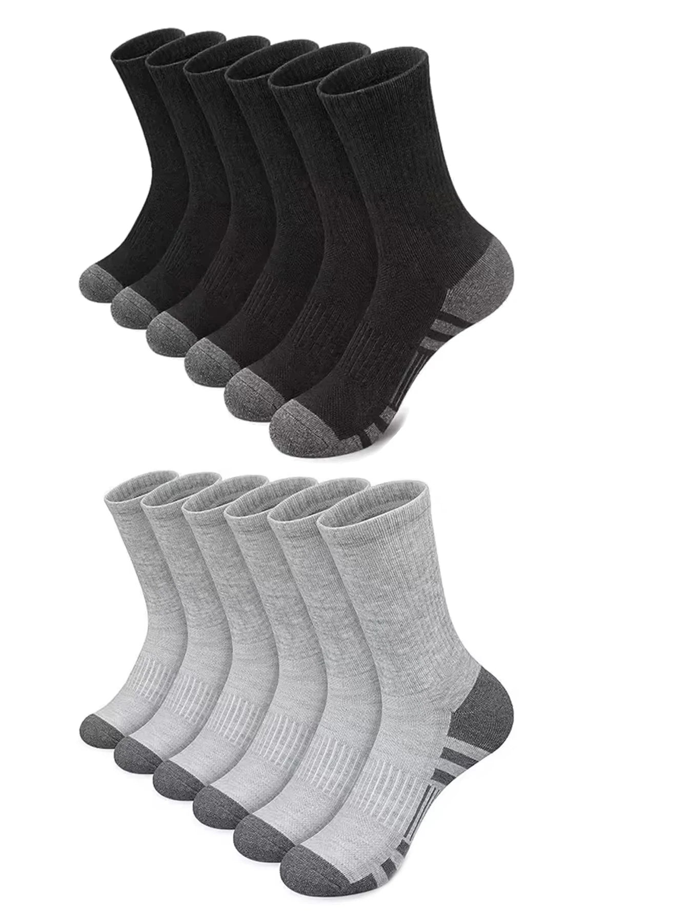 Noxwear - 12Pairs Men's Outdoor Gym Socks High Quality Comfortable Soft Ground-Gripping Football Large Size New Style