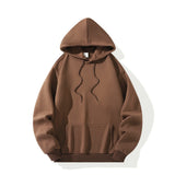 Noxwear - Men's Casual Thicken Hoodies Autumn Winter Long Sleeve Pullover Fashion Loose Solid Color Sweatshirt Spring Warm Outdoor Hoody