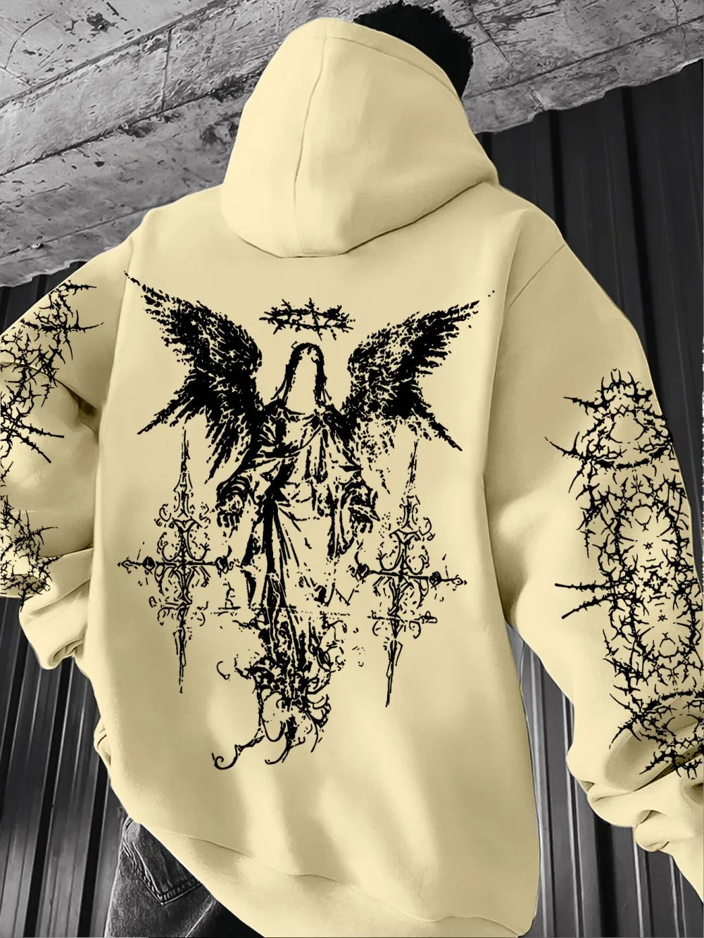 Noxwear - European and American men's autumn fashion personality angel print comfortable hooded sweatshirt outdoor street style top