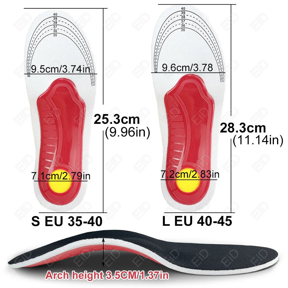 Noxwear - Premium Orthotic Gel Insoles Orthopedic Flat Foot Health Sole Pad For Shoes Insert Arch Support Pad For Plantar fasciitis Unisex
