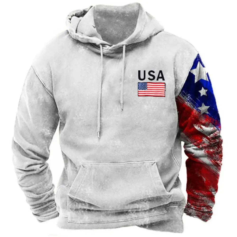 Noxwear - Fashion US Flag Print Hoodies For Men Hip Hop Trend Harajuku Vintage Clothes Spring and Autumn New in Sweatshirts Oversized Tops