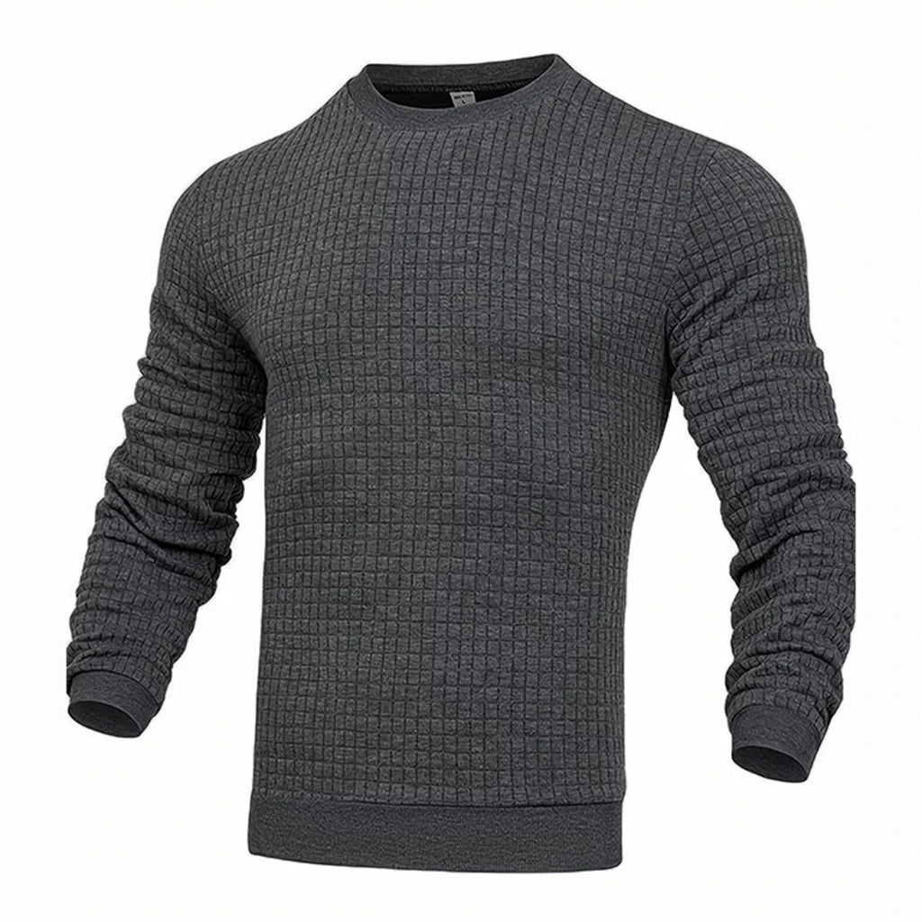 Noxwear - Men's coat fashion small check Waffle youth round neck jacquard check hoodie