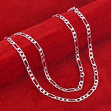Noxwear - Noble new arrive 925 sterling silver 4MM chain for men Women Bracelet Necklace jewelry set lady Christma gifts charms wedding