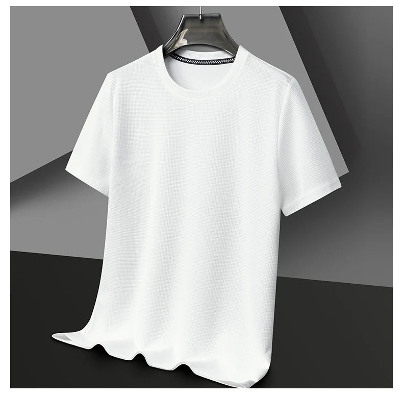 Noxwear - New Summer Waffle Round Neck Short Sleeved T-shirt for Men's Short Sleeved Top