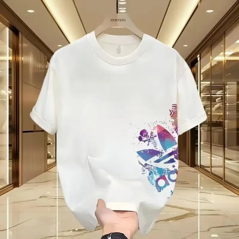 Noxwear - Summer New Casual Men's and Women's Printed Short-sleeved Cotton T-shirt Loose and Versatile Fashion Half-sleeved Casual Wear