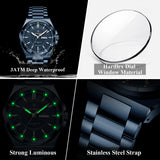 Noxwear - POEDAGAR Sport Original Men Clock Quartz Date Week Luxury Man Wristwatch Waterproof Luminous Stainless Steel Men's Watches Reloj