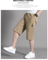 Noxwear - Mens Cargo Shorts Knee Pants Zipper Pocket Summer Cotton Shorts Climbing Jogger Elastic Waist Sports Wear