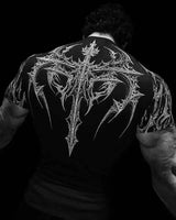 Noxwear - GYM T-shirt Men's Dark Gothic Print Muscle Tee  High Elasticity And Quick Drying Exercise For Bodybuilding Training 2025 Summer