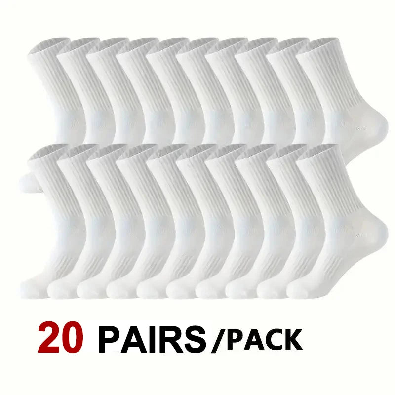 Noxwear - 5/10/20 Pairs Neutral Solid Color Round Neck Socks Spring Autumn Sweat Absorbing Breathable Comfortable All-season Sports Socks