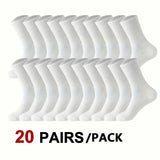Noxwear - 5/10/20 Pairs Neutral Solid Color Round Neck Socks Spring Autumn Sweat Absorbing Breathable Comfortable All-season Sports Socks