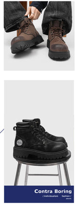 Noxwear - Handmade Men Boots Ankle Winter Leather Shoes Autumn Outdoor Hiking Boots Sneakers Hombres Botas High Top Footwear Anti Slip