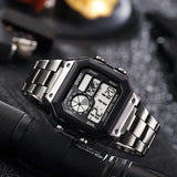 Noxwear - MAYZHISU Classic Men's Digital Watches Luxury Stainless Steel Strap Sport Watches Men Military Clock LED Sport Wristwatch