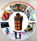 Noxwear - 28/9 Areas Heated Vest Men Jacket Heated Winter Womens Electric Usb Heater Camping Jacket Man Thermal Vest Body Warmer Coat 6XL