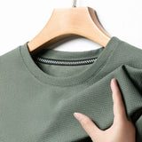 Noxwear - New Summer Waffle Round Neck Short Sleeved T-shirt for Men's Short Sleeved Top