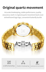 Noxwear - OLEVS Top Luxury Brand Men's Watches Moon Phase Chronograph Quartz Watch for Man Gold Stainless Steel Luminous Original Watch