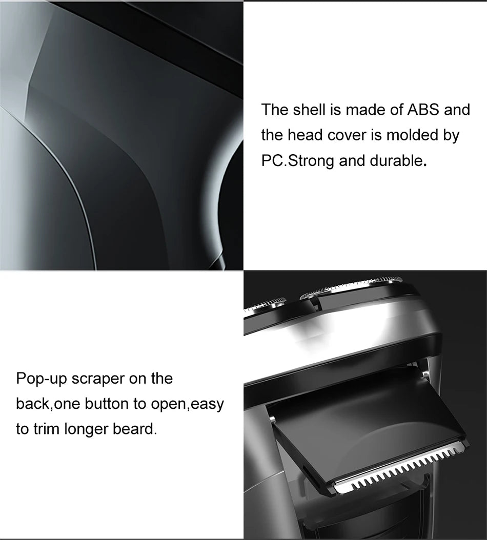 Noxwear - ENCHEN Blackstone Electrical Rotary Shaver for Men 3D Floating Blade Washable Type-C USB Rechargeable Shaving Beard Machine
