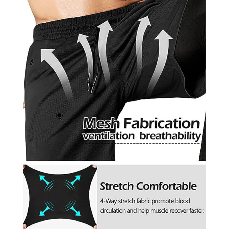 Noxwear - Men's Sport Pants 2 in1 Training Athletic Tracksuits Sportswear Workout Male Jogging Trousers Gym Fitness Running Pants Men