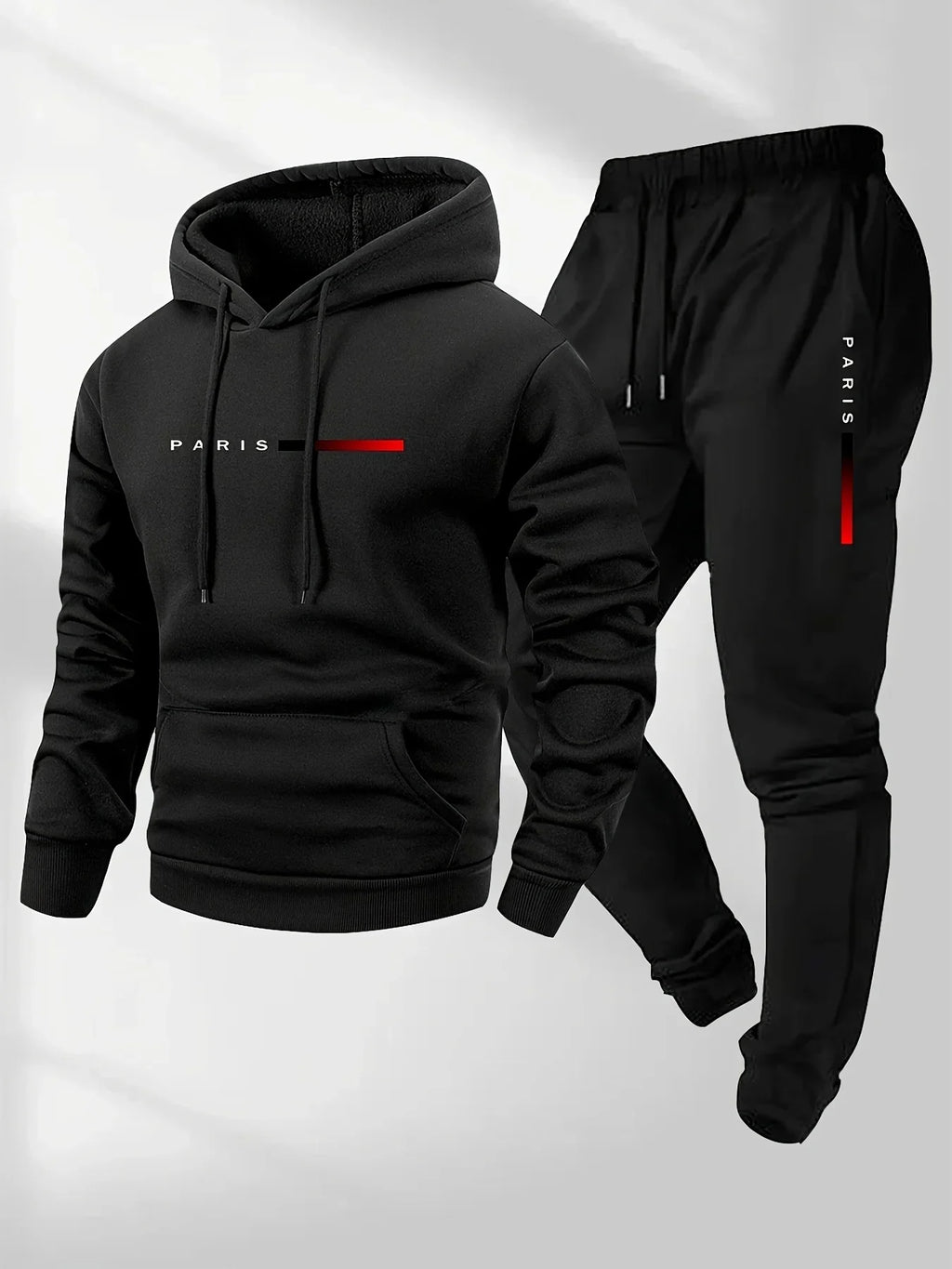 Noxwear-Printed sweatshirt set, wool sweatshirt and pants set for men, warm and casual sports sweatshirt pants set for autumn and winter