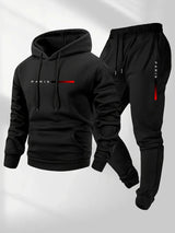 Noxwear-Printed sweatshirt set, wool sweatshirt and pants set for men, warm and casual sports sweatshirt pants set for autumn and winter