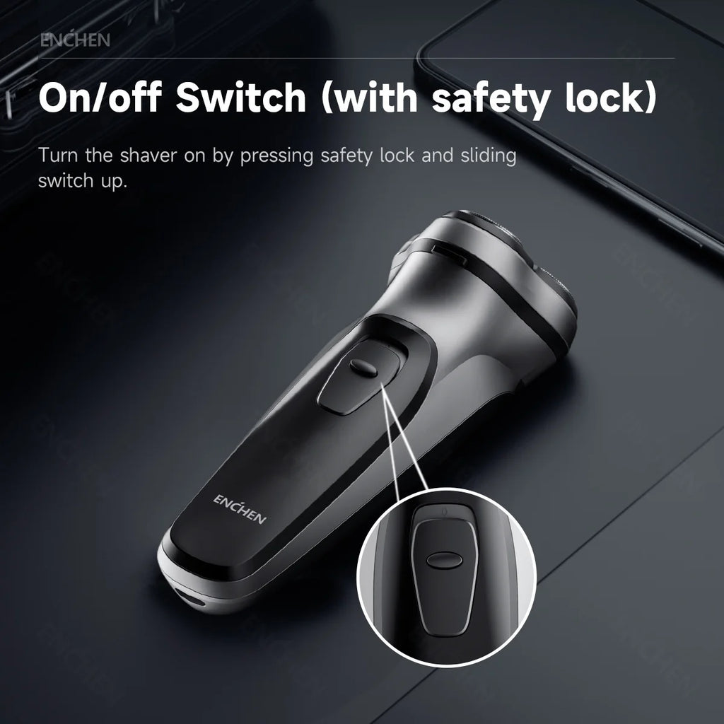 Noxwear - ENCHEN Blackstone Electrical Rotary Shaver for Men 3D Floating Blade Washable Type-C USB Rechargeable Shaving Beard Machine