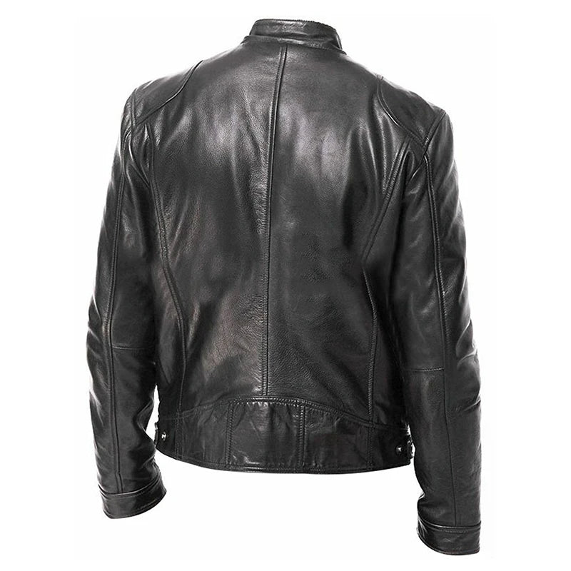 Noxwear - Motorcycle Leather Jackets Man Casual Fashion Motorcycle Coat Slim Fit Lapel PU Jackets Autumn Anti-wind Leather Coat Male