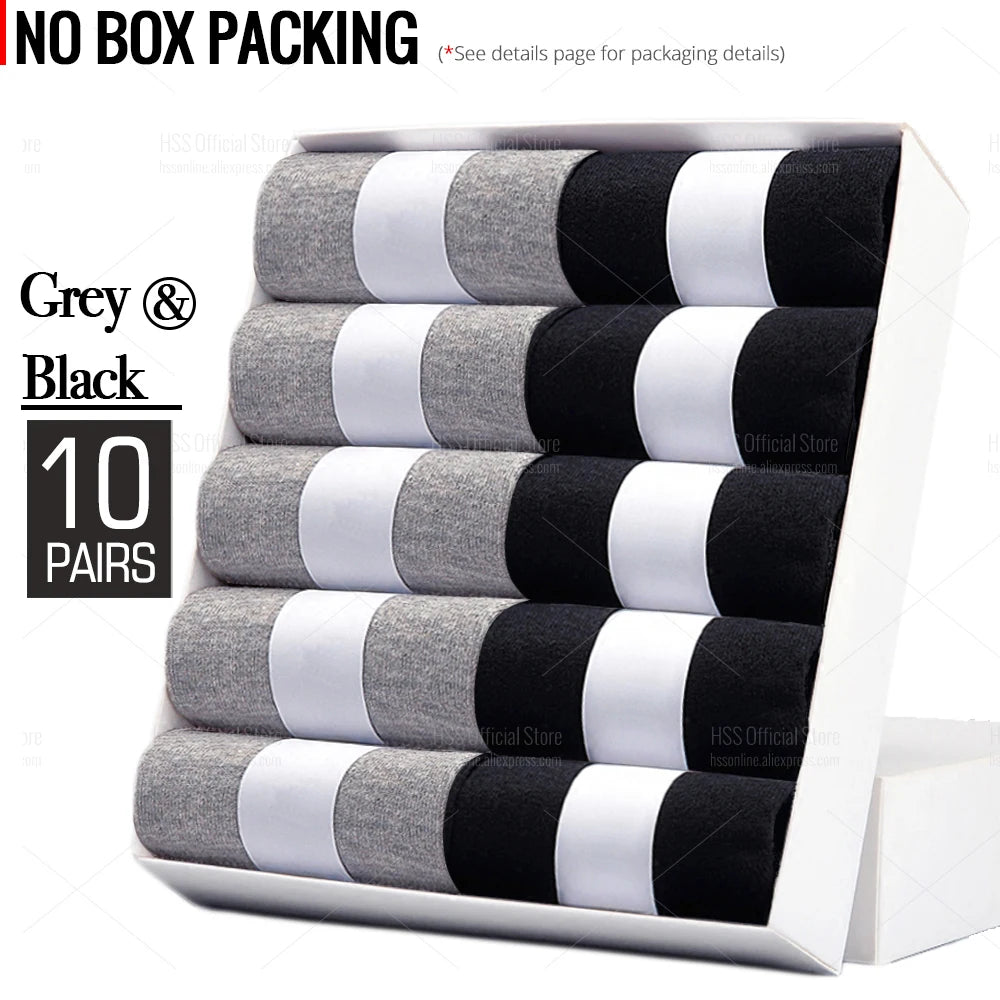 Noxwear - HSS 5/10 Pairs Men's Cotton Blend Socks Black Business Men Socks Soft Breathable Summer Winter for Male Socks Plus Size (6.5-14)
