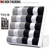 Noxwear - HSS 5/10 Pairs Men's Cotton Blend Socks Black Business Men Socks Soft Breathable Summer Winter for Male Socks Plus Size (6.5-14)