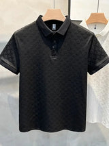Noxwear - Summer New Men's Lop-up Hollow Short-sleeved Polo Tee Shirt Ice Silk Breathable Business Fashion T-Shirt Male Brand Clothes