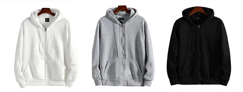 Noxwear-Zipper Hoodies Autumn Winter Men's New Long Sleeve Hooded Sweatshirt Fashion Casual Male Outfit Sportwear Loose Fit Clothes
