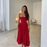 Noxwear Suninheart Spaghetti Strap Summer Party Dresses 2025 New Arrivals Fit and Flare Elegant Midi Dress Red Night Date Dress